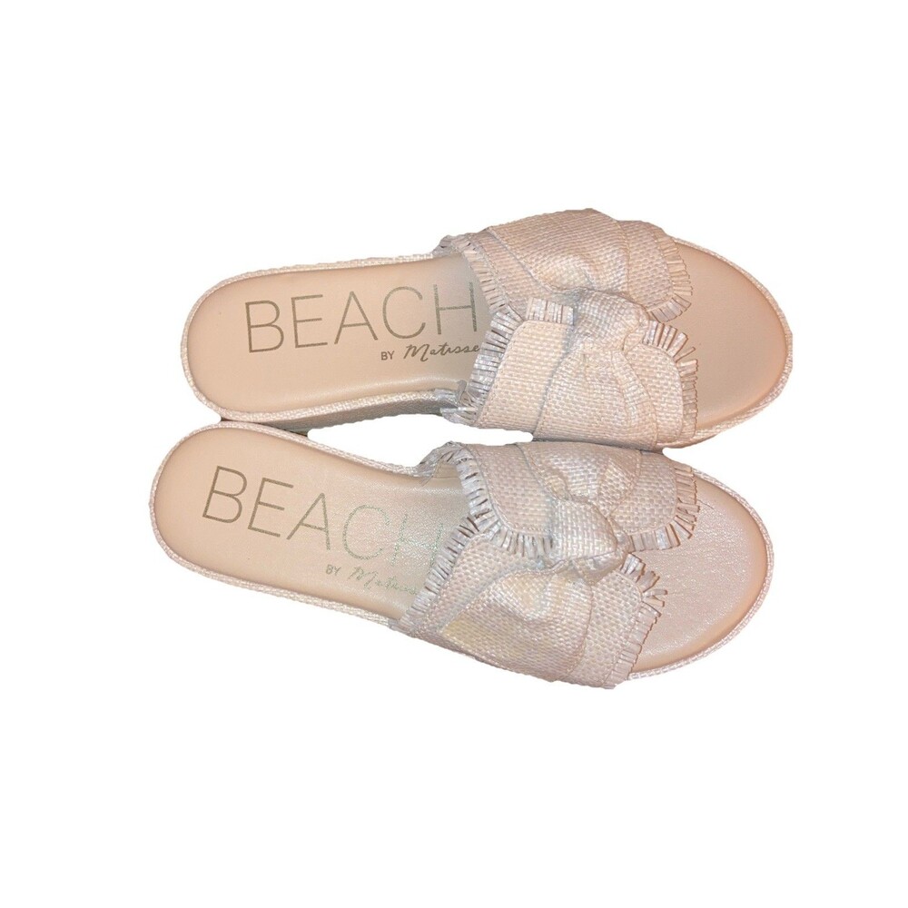 BEACH by Matisse Sunda Raffia Platform Slide NEW 9 - Womens Beige Casual Sandals - Picture 2 of 7